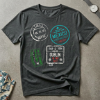Passport stamps tee