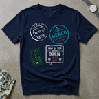 Passport stamps tee