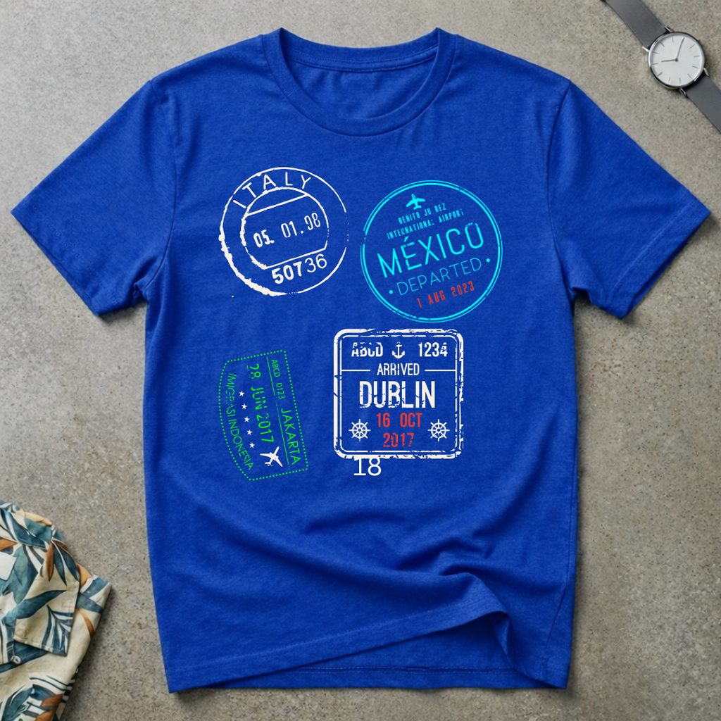 Passport stamps tee